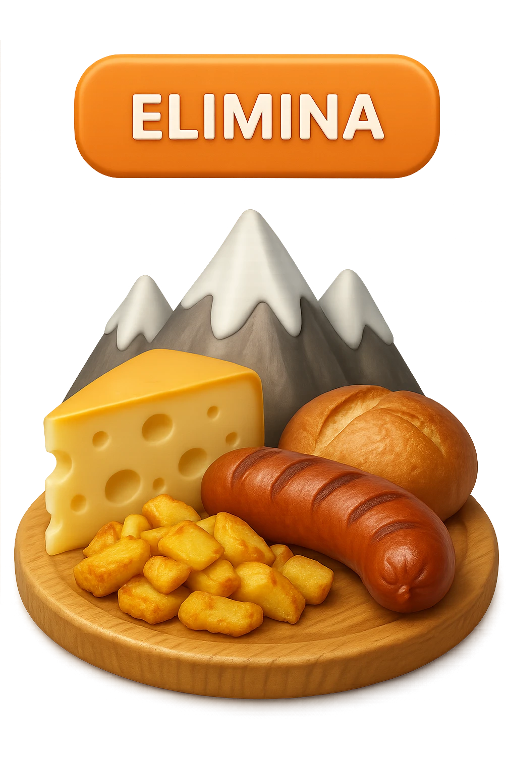 emoji stile iphone di montagna di cibo con tasto "ELIMINA" SOPRA , iperrealistico 4k, isolato su sfondo bianco emoji