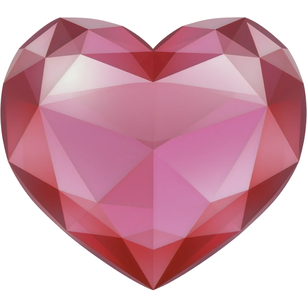 crystal shiny pink heart with slight smooth red gradient emoji