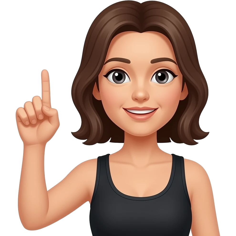 MUJER LEVANTANDO LA MANO DERECHE PIDIENDO TURNO CON REMERA NEGRA emoji