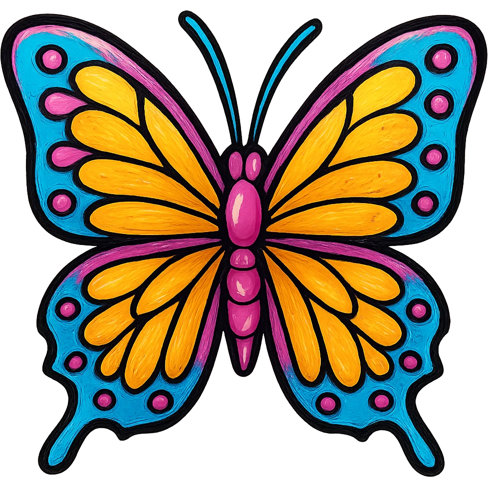 Make this butterfly icon have a variety of vibrant shades like the original image, but with a subtle metallic rose gold nuance and reflective highlights. Keep the color variation and add a gentle metal effect, on transparent background. emoji