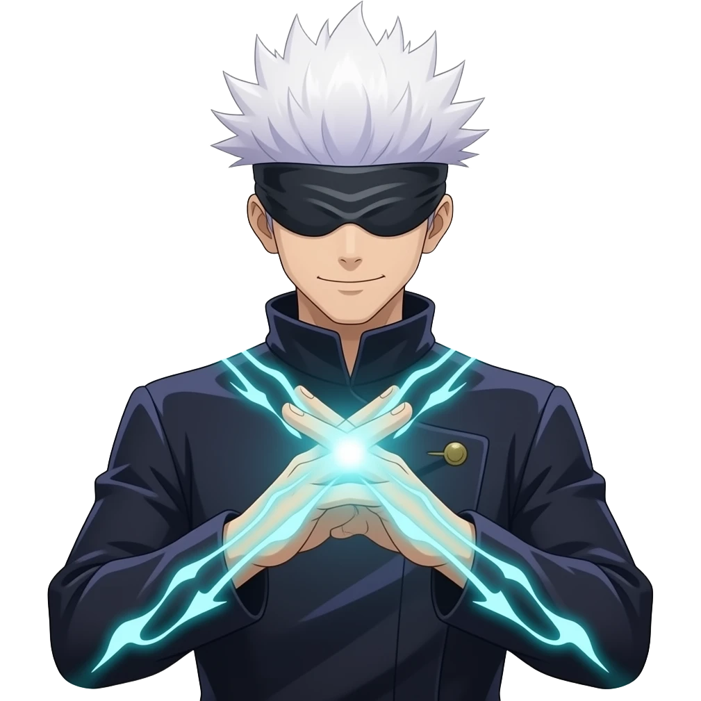 Gojo domain exspansion  crossing finger emoji