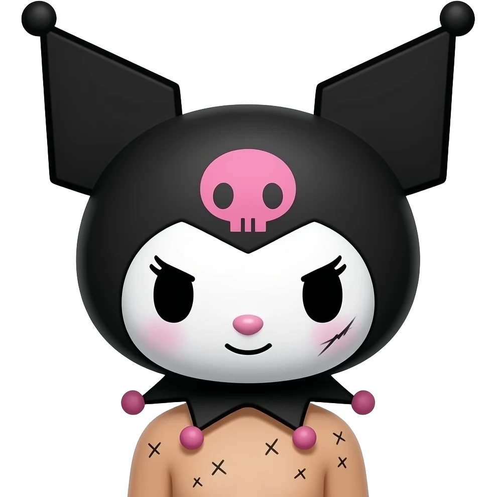 brown skin tone kuromi itching her skin emoji
