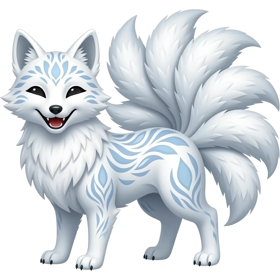White with patterns kitsune nine tails laughing emoji