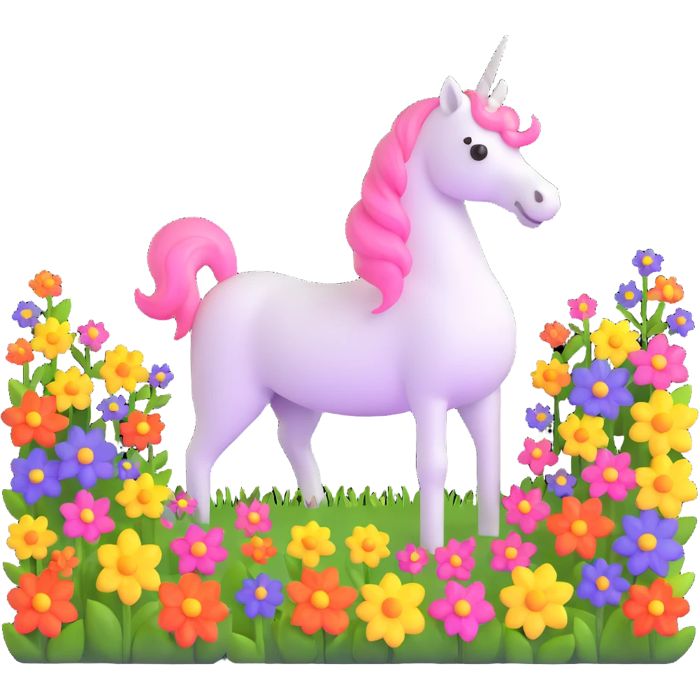 unicorn in a field of flowers emoji