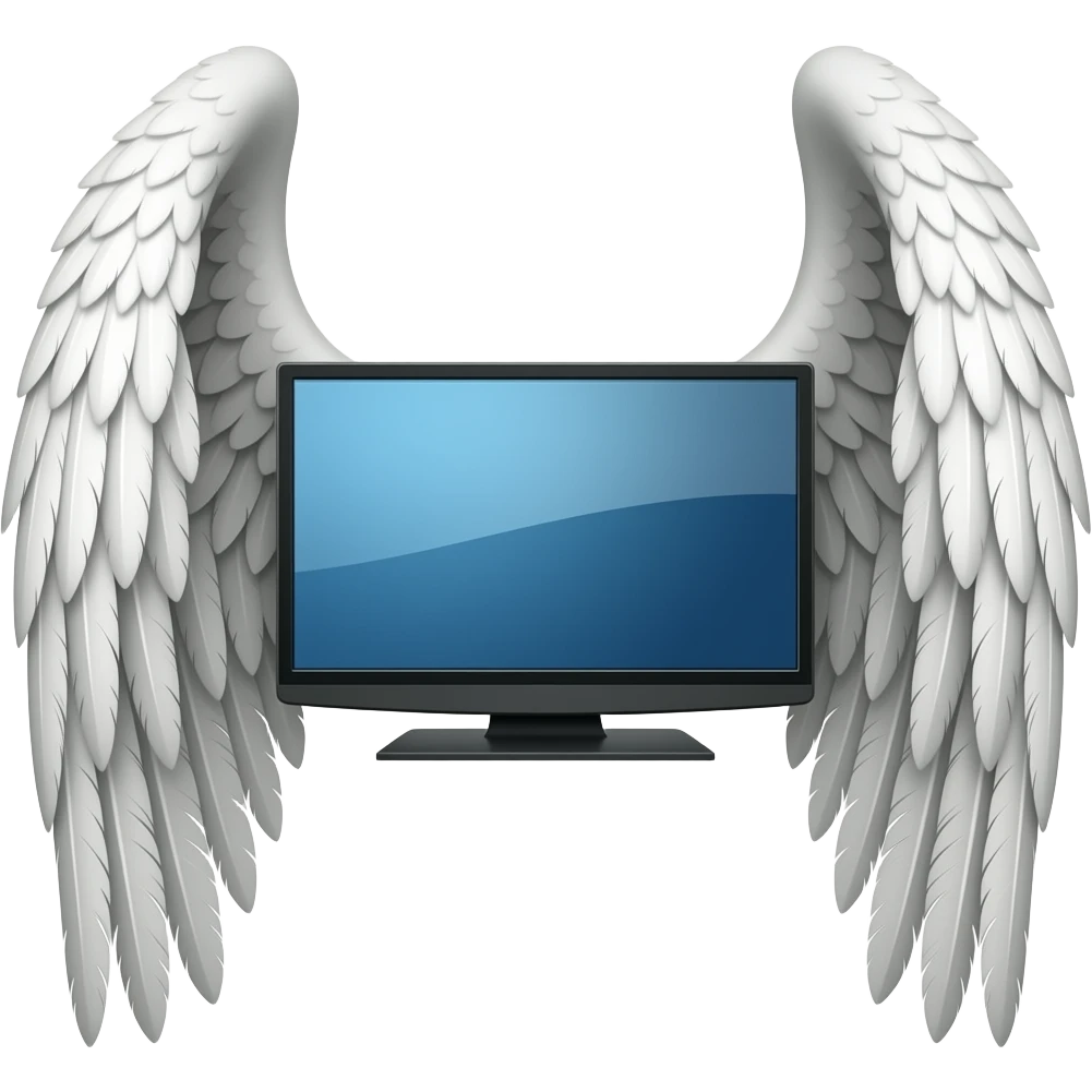 A TV with wings without arms emoji