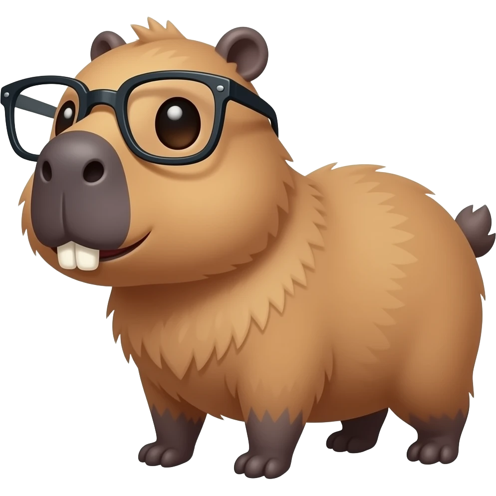 Capybara with glasses and two teeth emoji