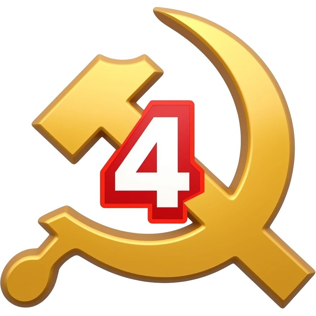 Nach Hammer und Sichel mit einer großen 4 dazwischen emoji