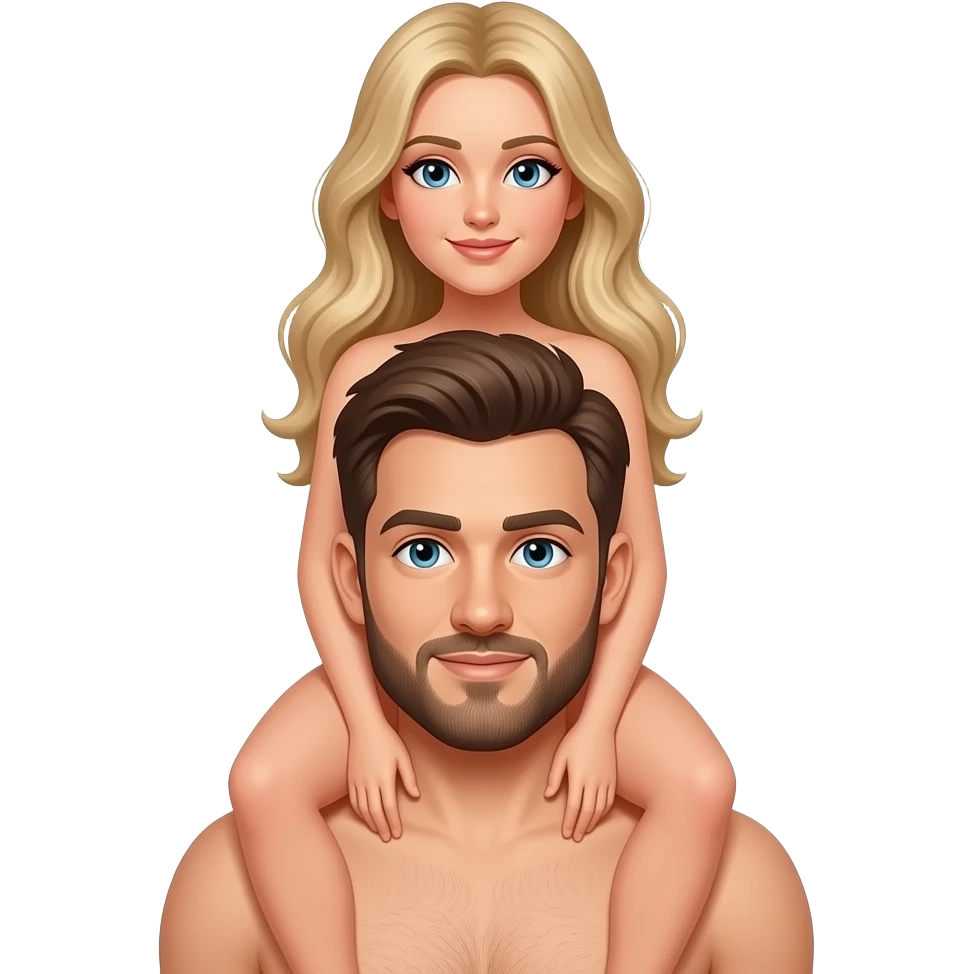 naked woman with blonde hair straddling naked man with brown hair and beard emoji