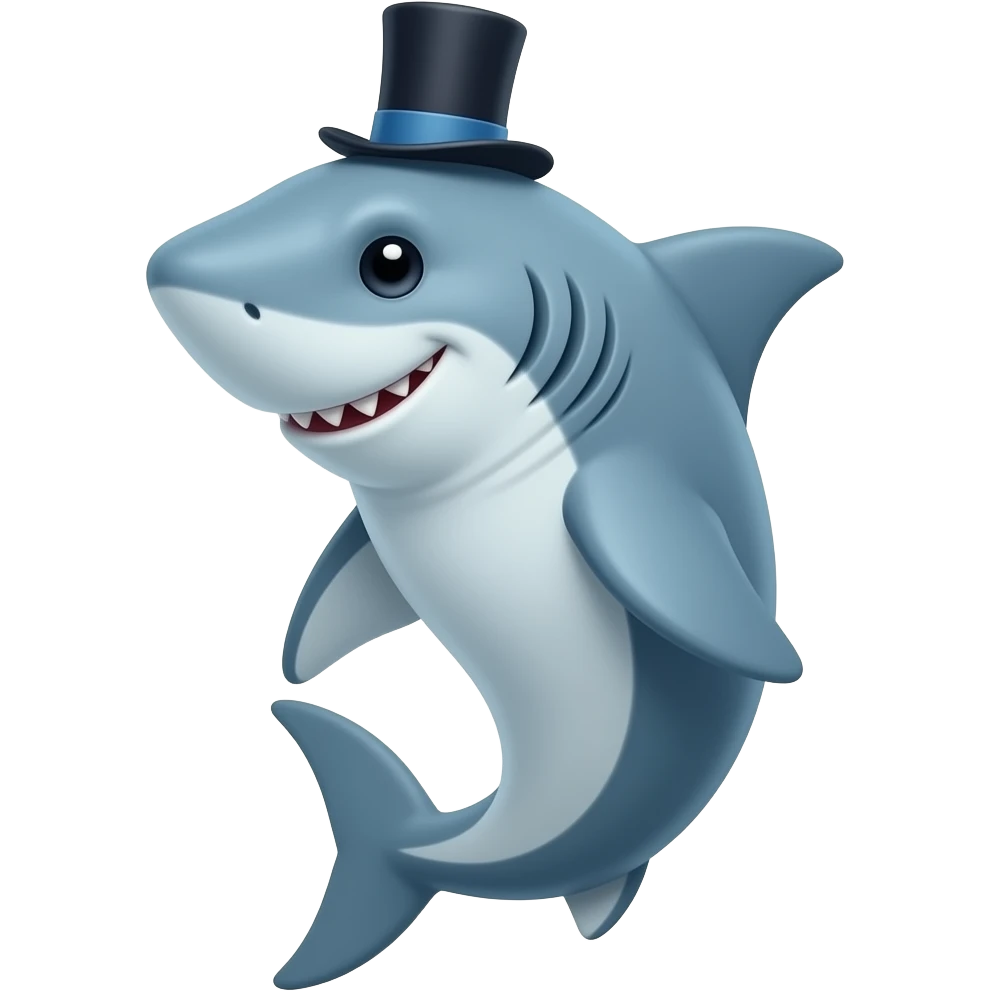 Shark with a top hat emoji
