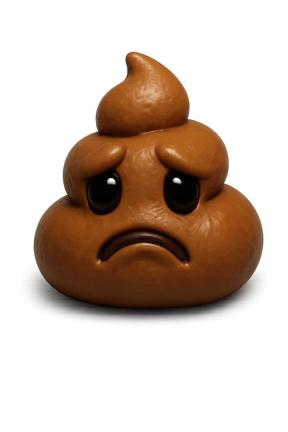 EMOJI STILE IPHONE 3D DI UNA MONTAGNETTA DI FECI A PALLINE CON ESPRESSIONE TRISTE, IPERREALISTICO 4K emoji