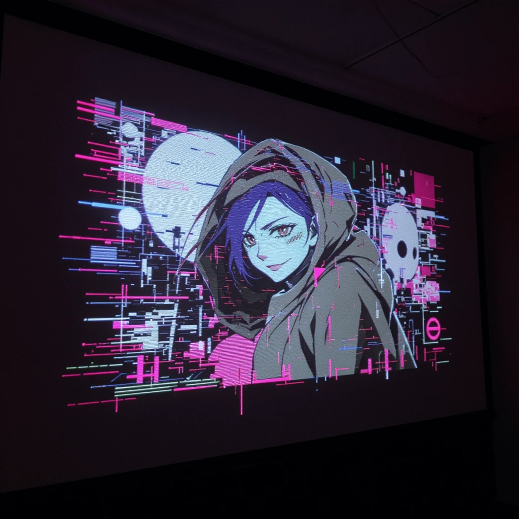 cyberwave glitch digital microscanner projection of these images but featuring no people, cyber hologram, abstract, experimental glitchy brutalist graphicwave,  style of anime emoji