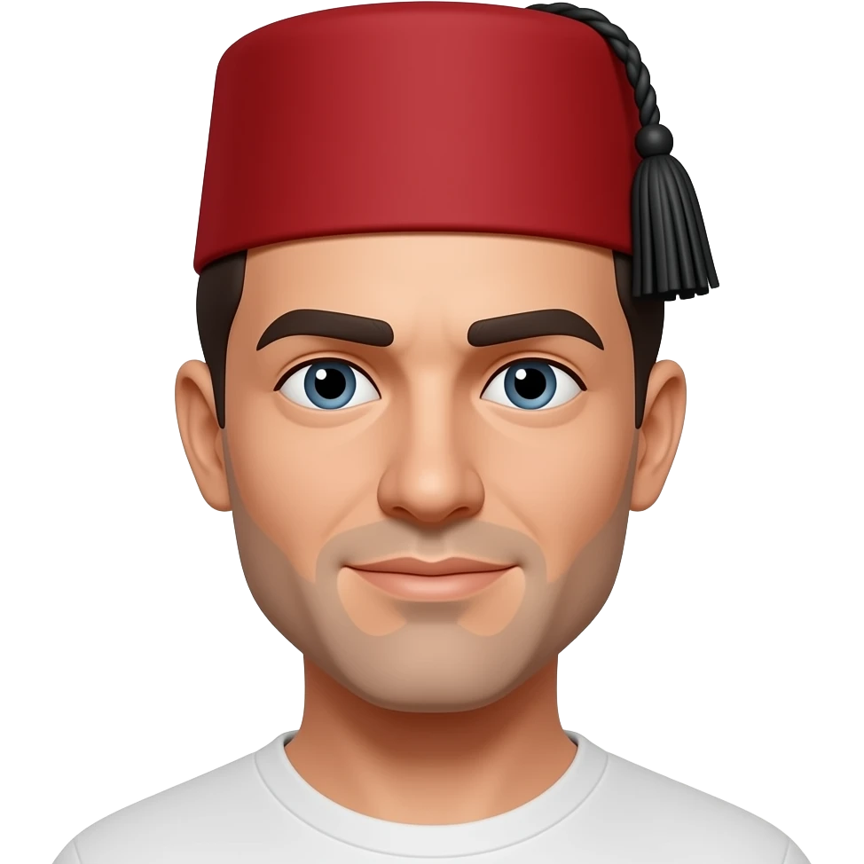 man wearing classic red fez hat with black tassel, bust size emoji