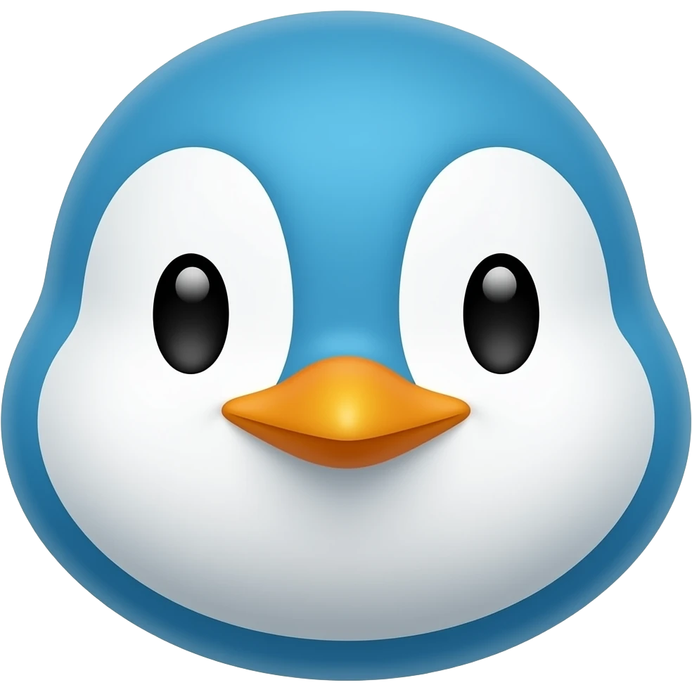 vibrant baby blue and white penguin head and sholders emoji