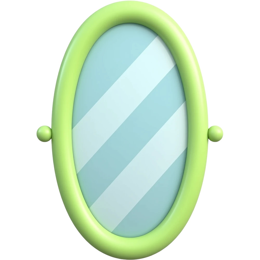 green and yellow a cute long standing mirror with soft frame, girly aesthetic, pastel tones, 3D render inspired by Barbie colour palette emoji