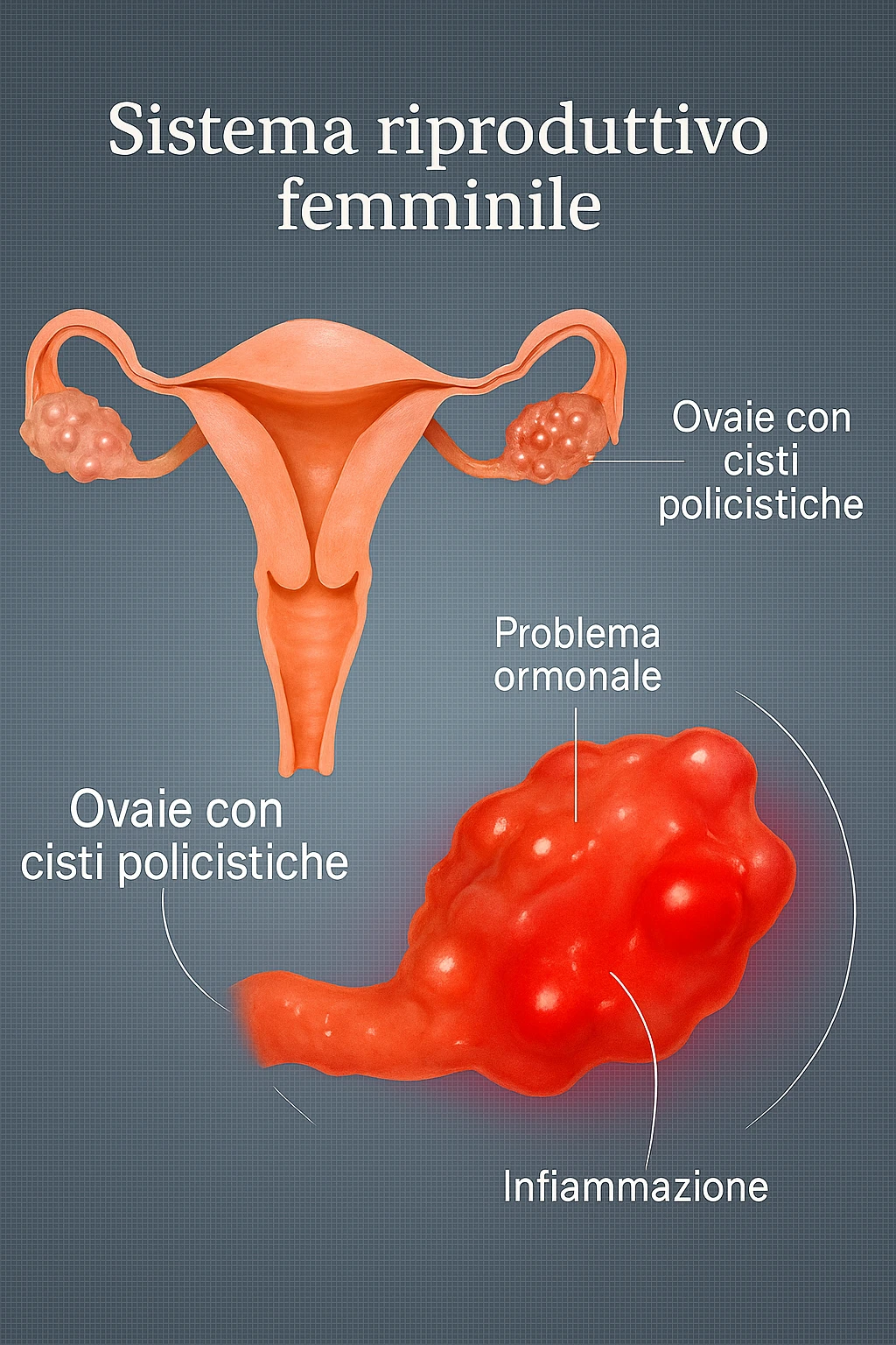 pcos con problema ormonale e infiammatorio SU DONNA in 3d in italiano emoji