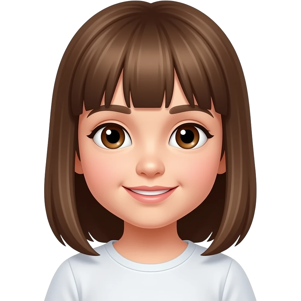 Niña pequeña con pelo castaño liso y ojos marrones emoji