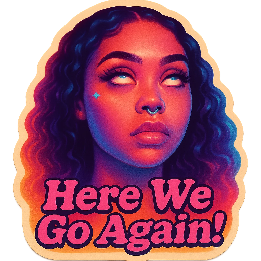 Eye Roll 
add the words Here We Go Again!  in pink  emoji