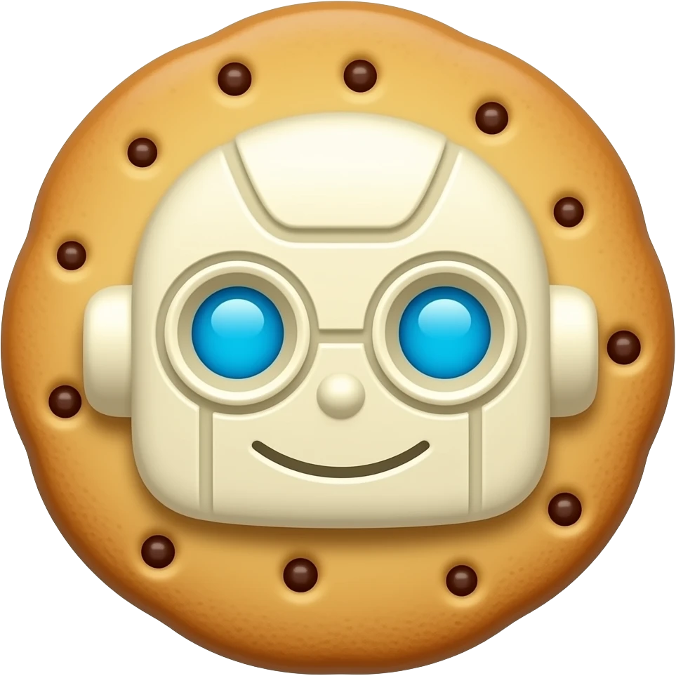 robot cookie with crumbs emoji