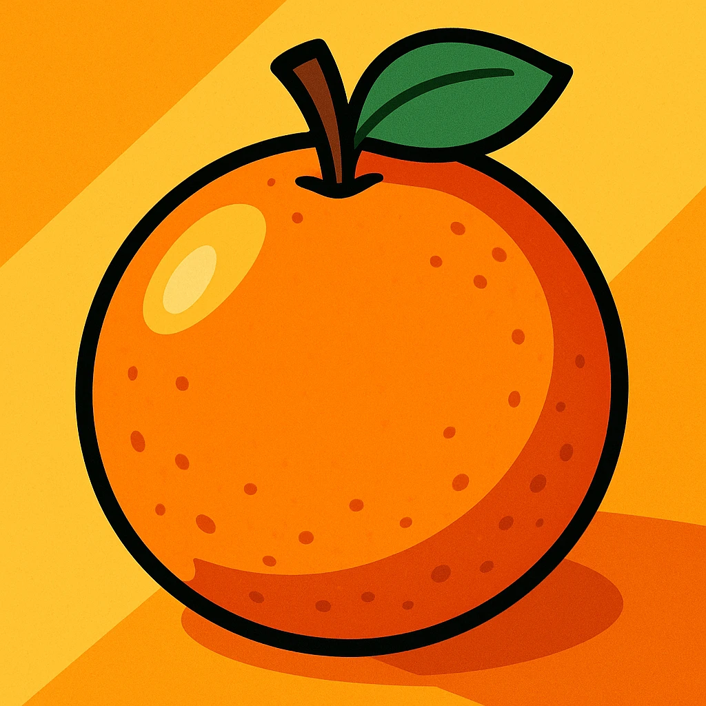simple orange fruit, cartoon style, no text emoji