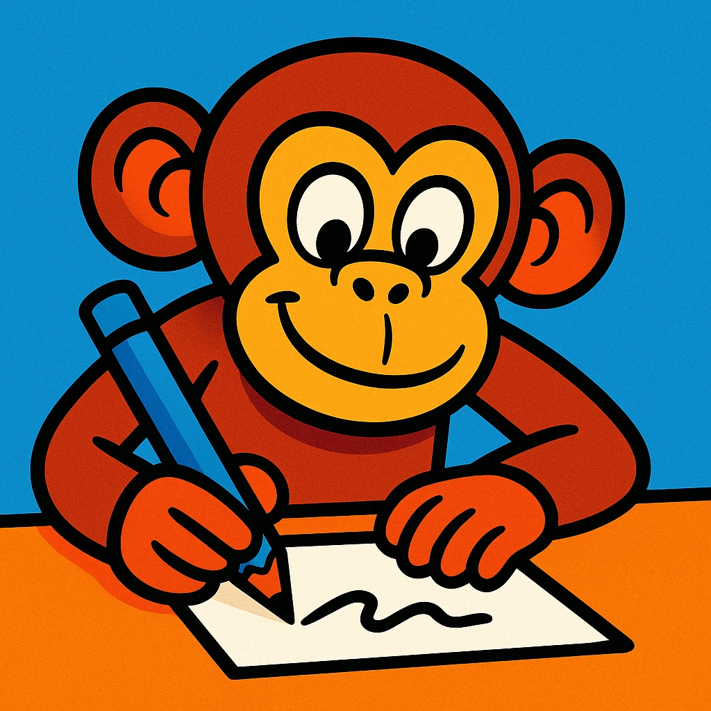 cartoon monkey writing on paper emoji