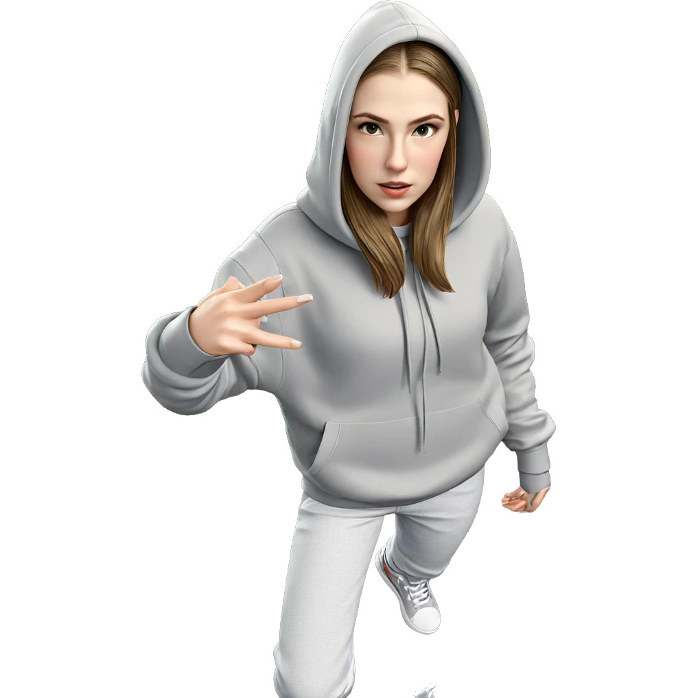 realistic girl in hoodie emoji