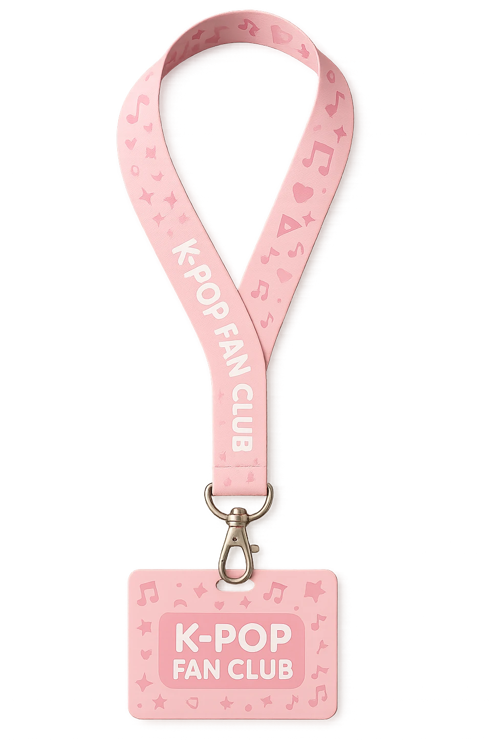 pink kpop fan club lanyard, cute and trendy emoji
