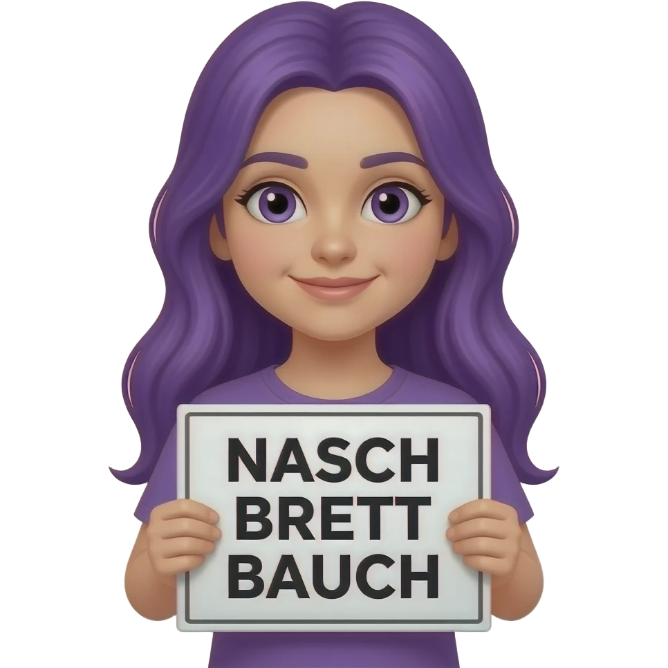 girl with long purple hair with a NASCH BRETT BAUCH sign emoji