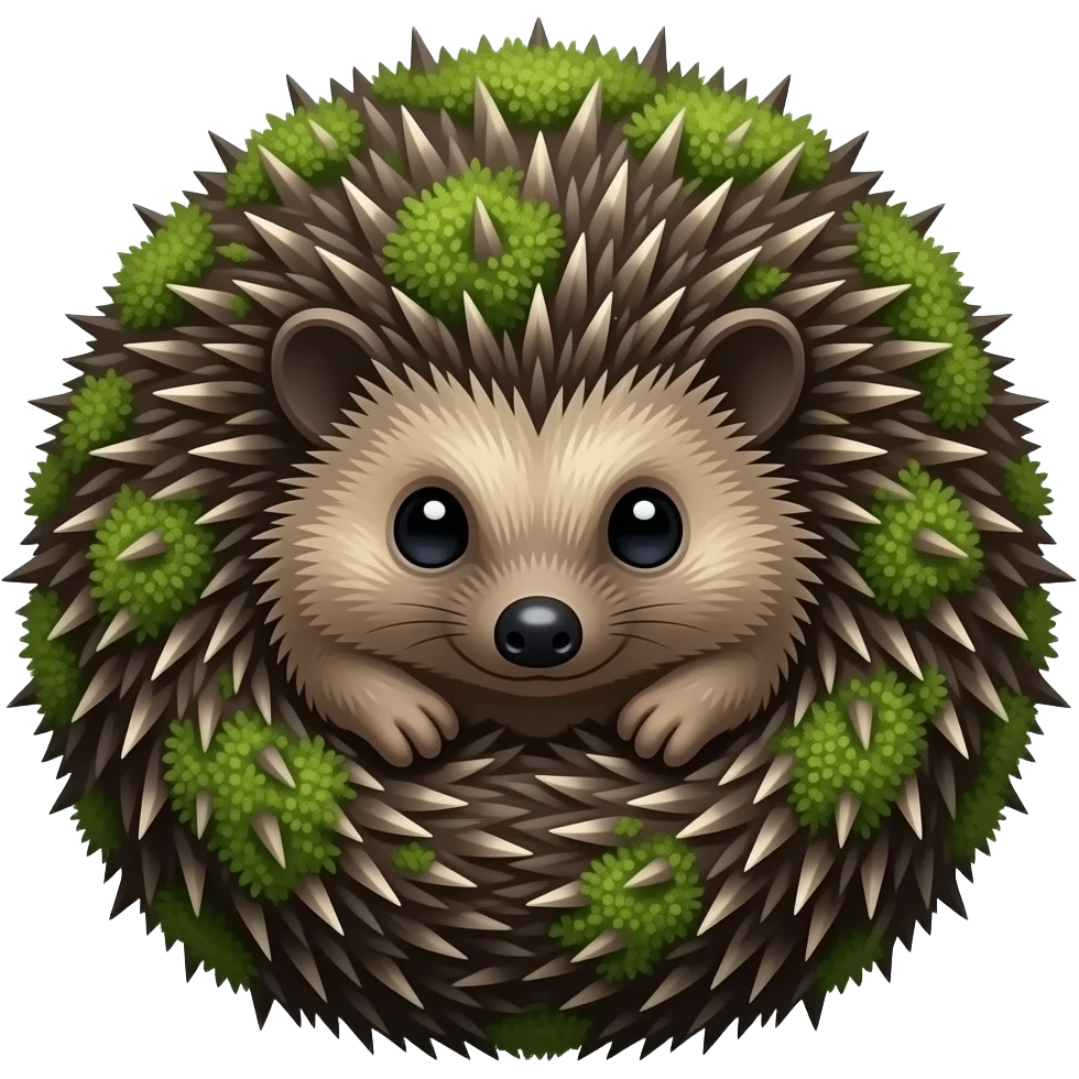 Thornibble A small hedgehog-like creature covered in moss and tiny rose thorns. It curls into a bristly ball when frightened. emoji