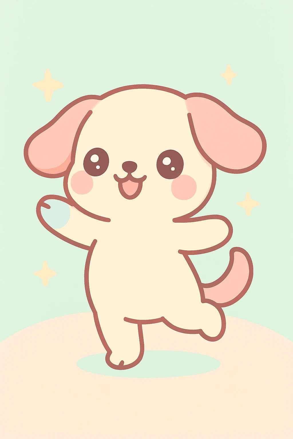 dancing dog kawaii style emoji