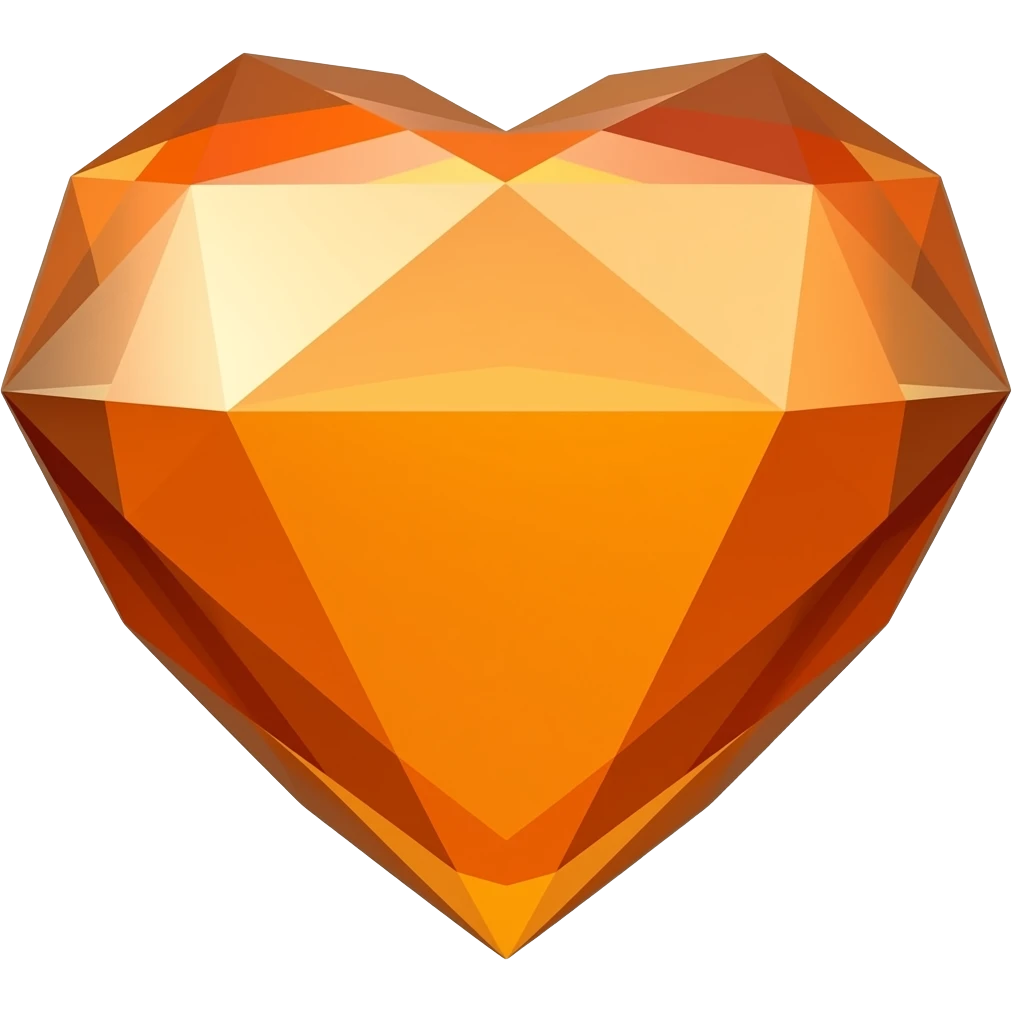 Diamante laranja de coração em 3D emoji