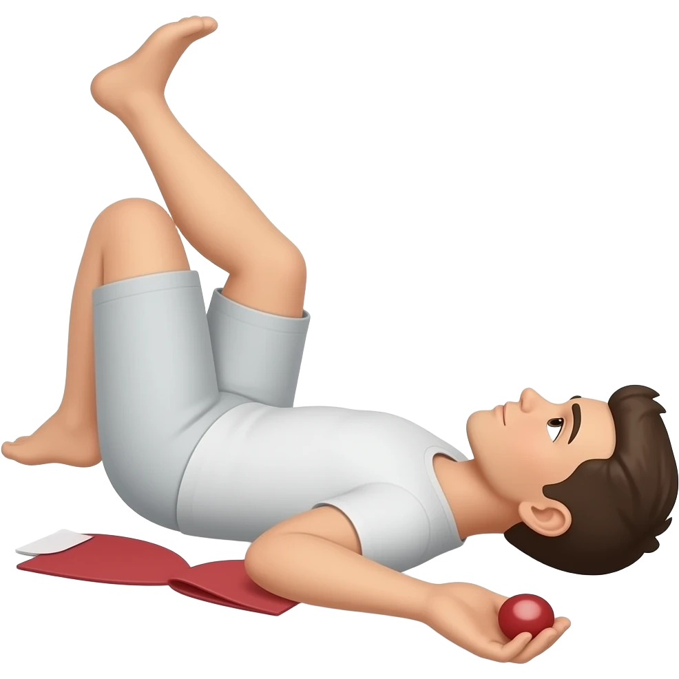 one knee up 90 degree, lying on back. from side emoji