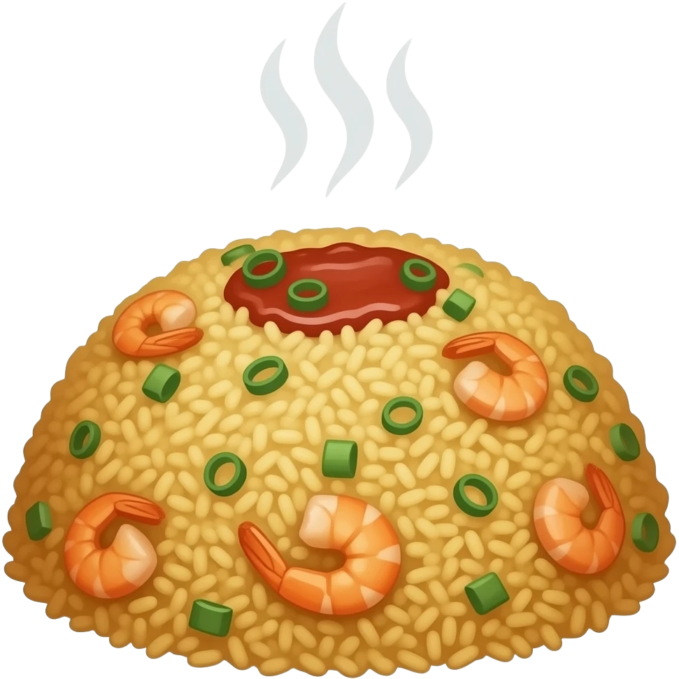 realistic -- fried rice with shrimp and sweet chili sauce emoji