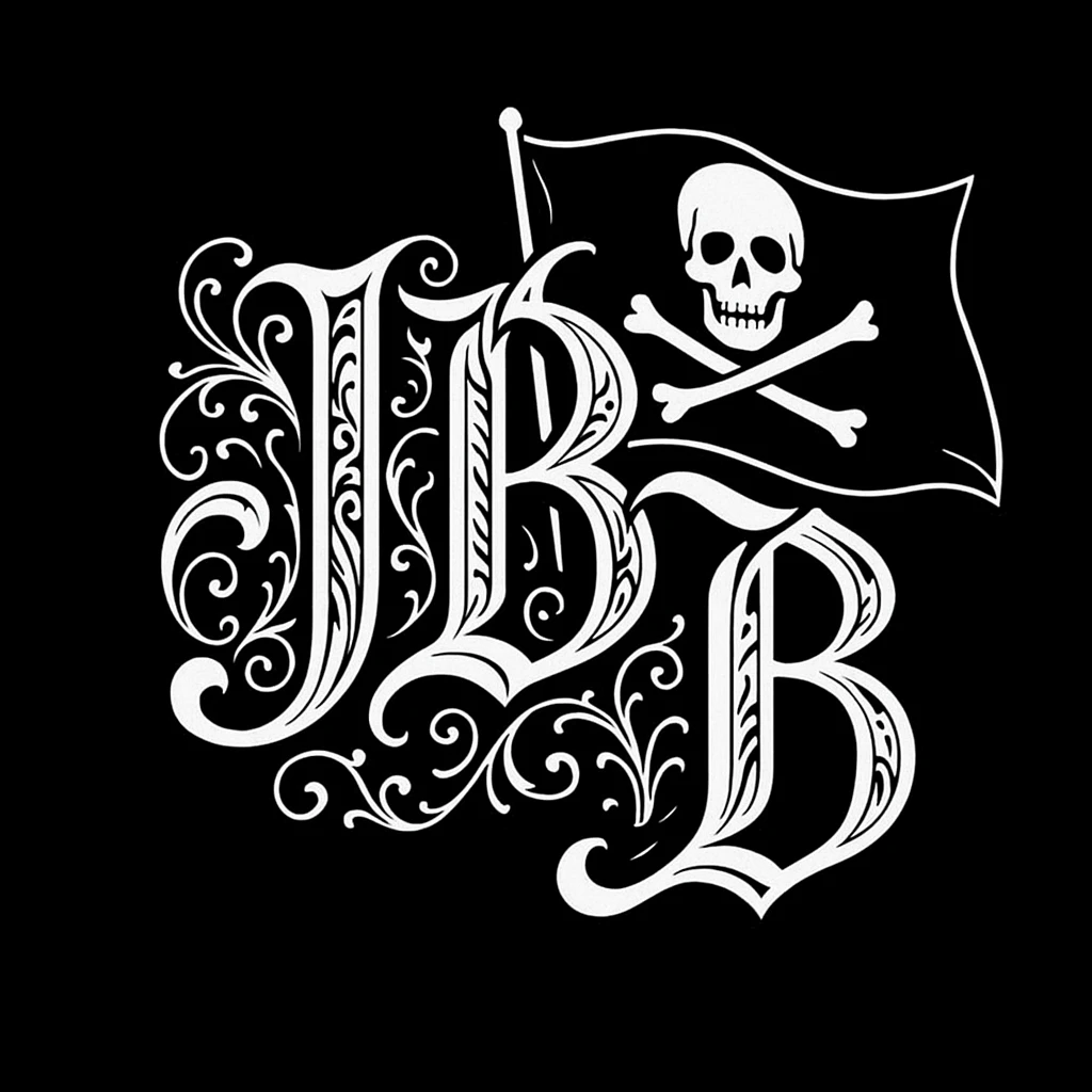 Сделай буквы JB с пиратским флагом emoji