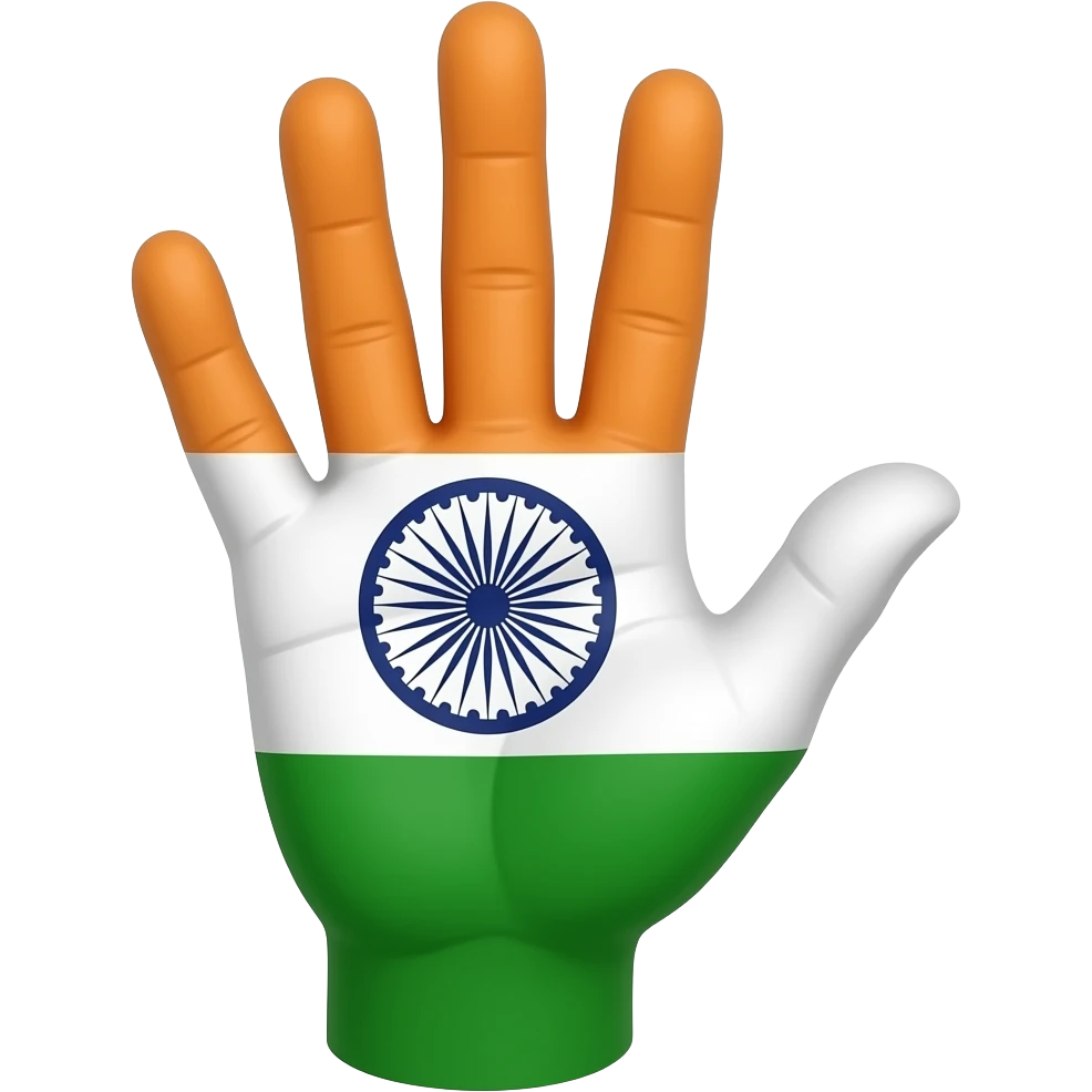 Hand with the Indian tri colour emoji