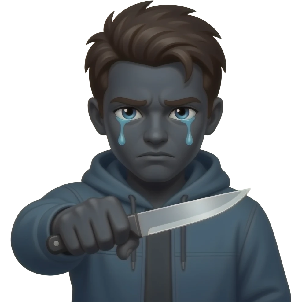 Face dark like shadows tears with knife about to kill theirseld emoji