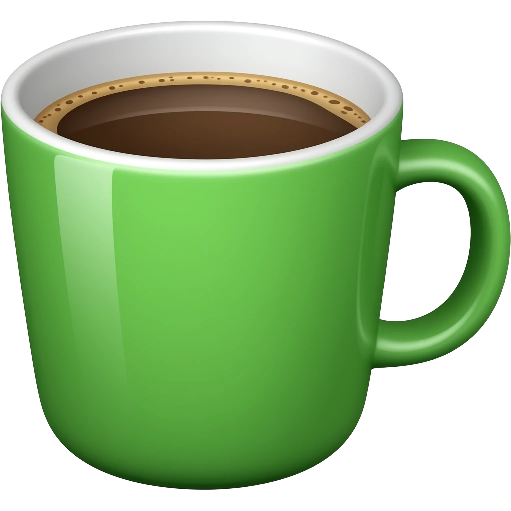 Taza de café caliente color verde emoji