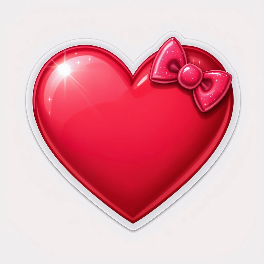 cute and shiny heart emoji with a bow accent, no background emoji