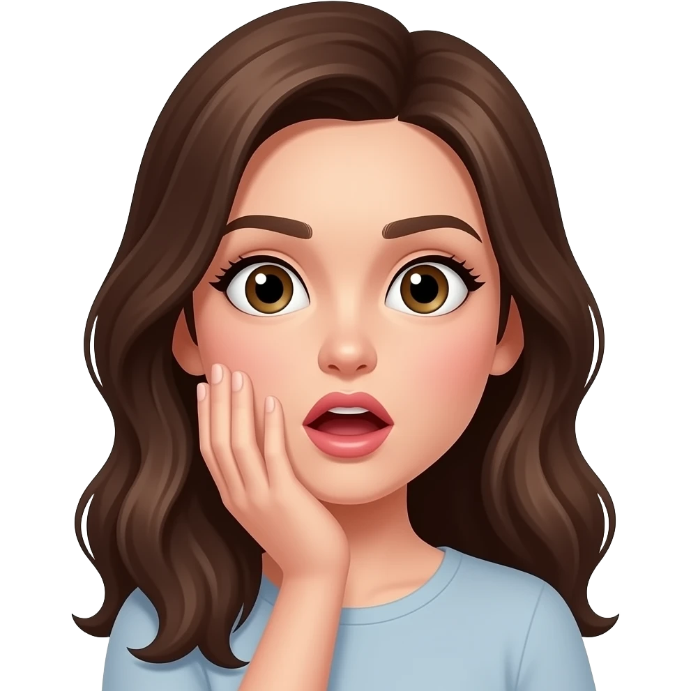Dammmmm surprised hand on mouth (female) emoji