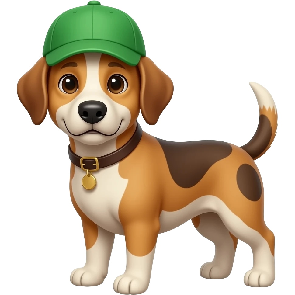 dog with green hat dong stading and front view emoji