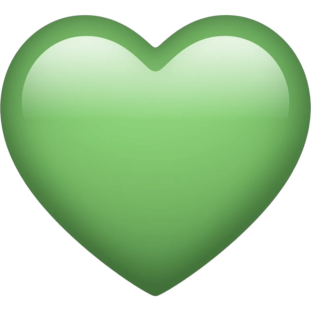 Sage green heart, but make it the size of text emoji
