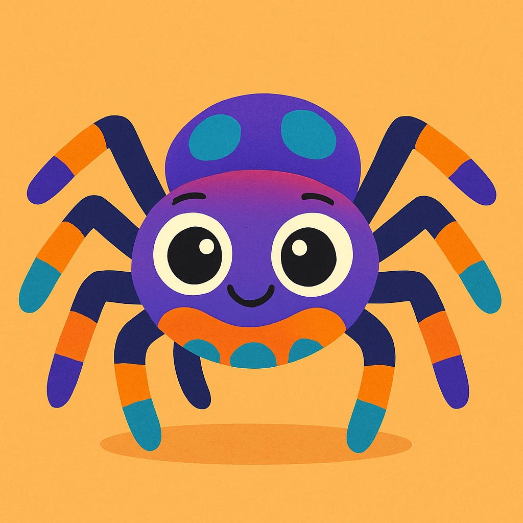 cute spider, vibrant toon style, colorful and lively emoji