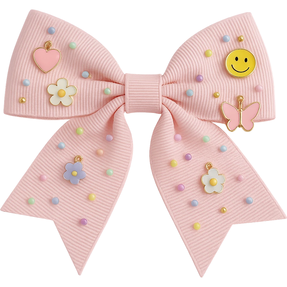 kpop bow with tiny charms and beads, cute and trendy, remove background emoji