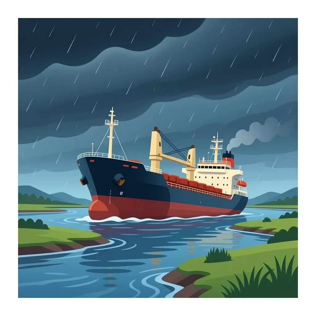 oil tanker ship running aground in a river estuary emoji