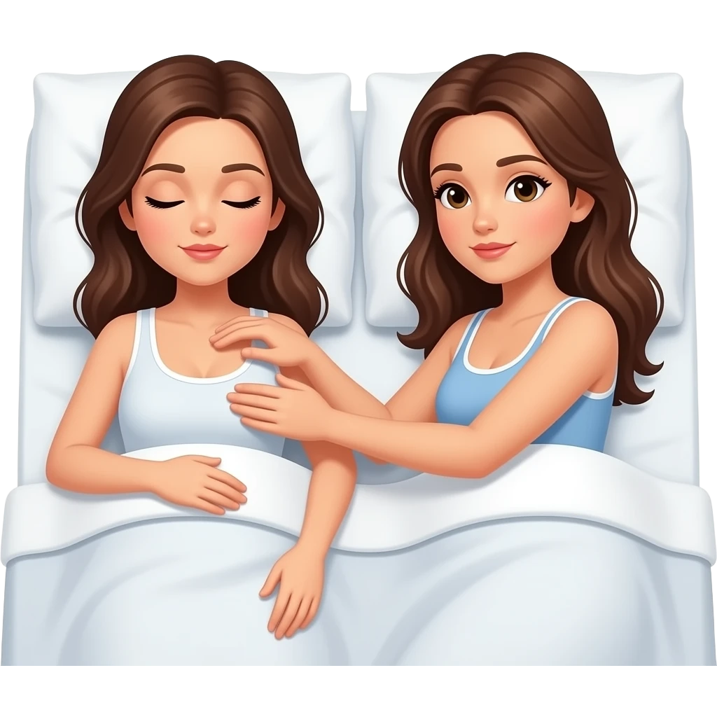 A woman sleeps and another woman touches her breasts while she is sleeping emoji