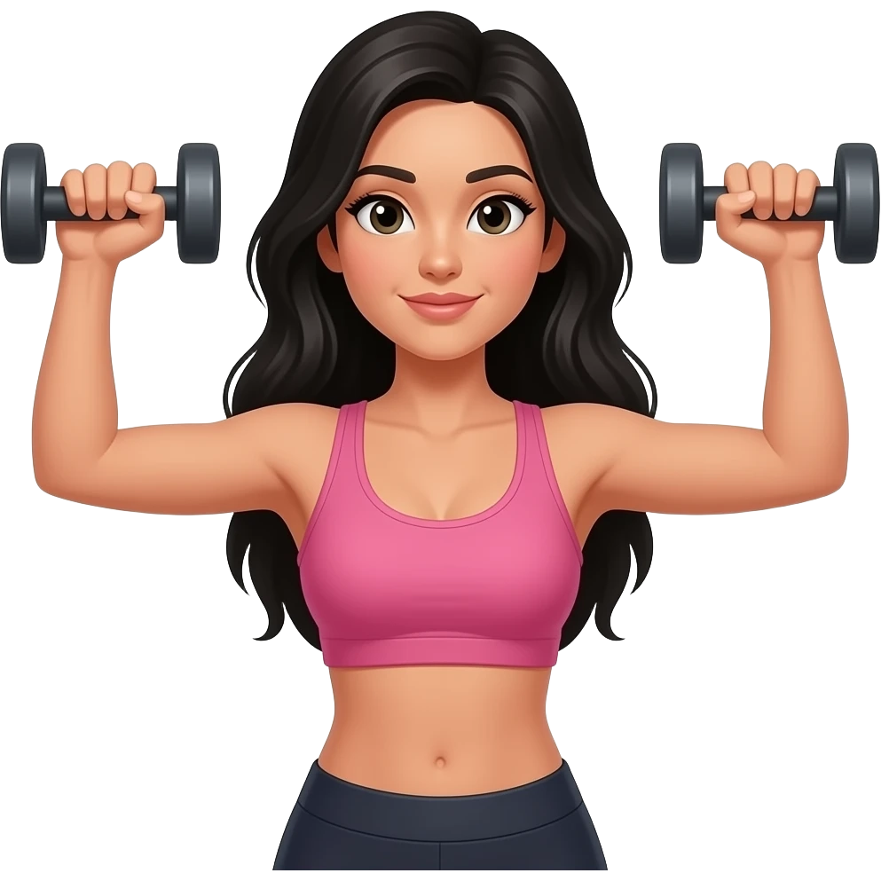 upper body training women long black hair emoji