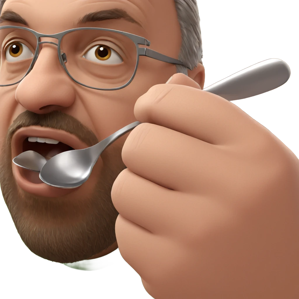 bearded guy holding a spoon emoji