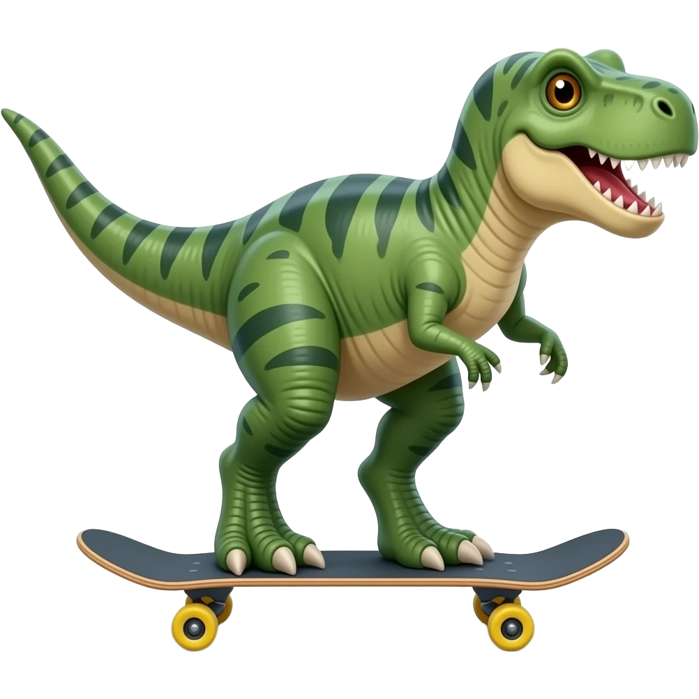 Dinosaur on a skateboard emoji
