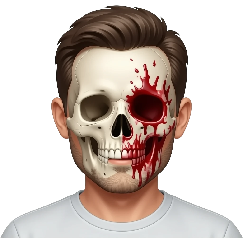 Man head skinned off showing bloody looking like a skeleton he is not a kid he is a adult emoji