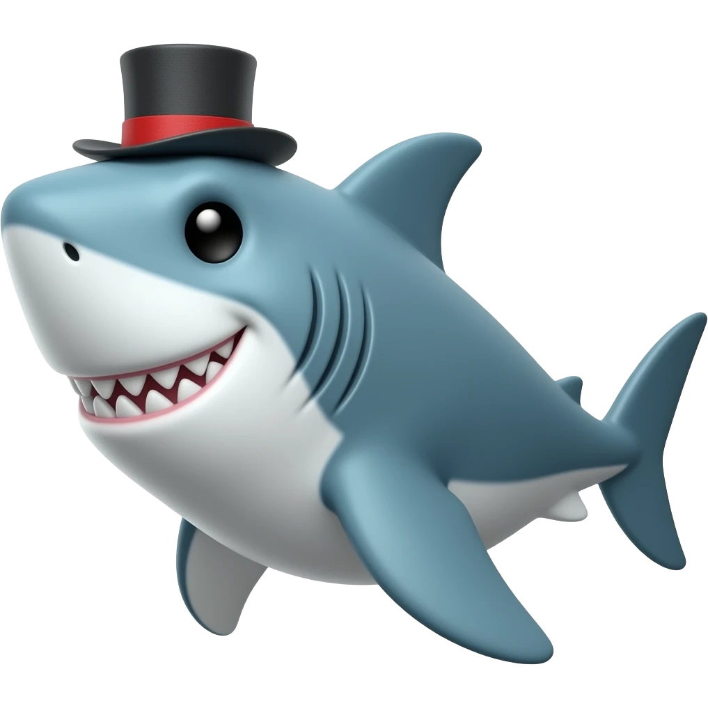 Shark with a top hat emoji