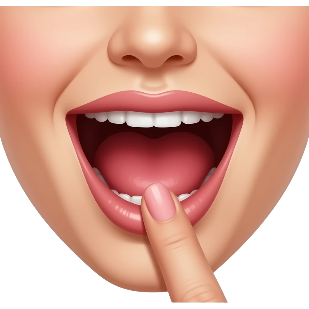 Mouth with Bite lips Who smile site a finger between thé Teeth like sexy emoji